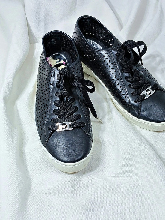 Michael Kors Shoes - Michael Kors Perforated Leather Sneakers in Black